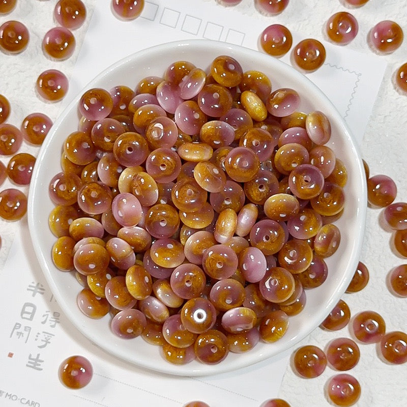 樹脂玉・花金染め異形そろばん珠