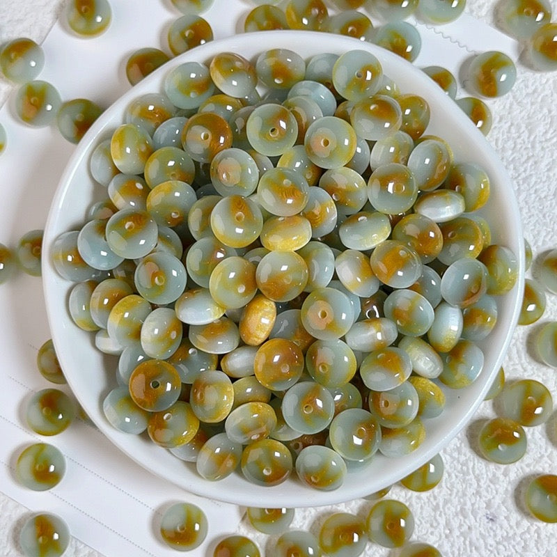 樹脂玉・花金染め異形そろばん珠