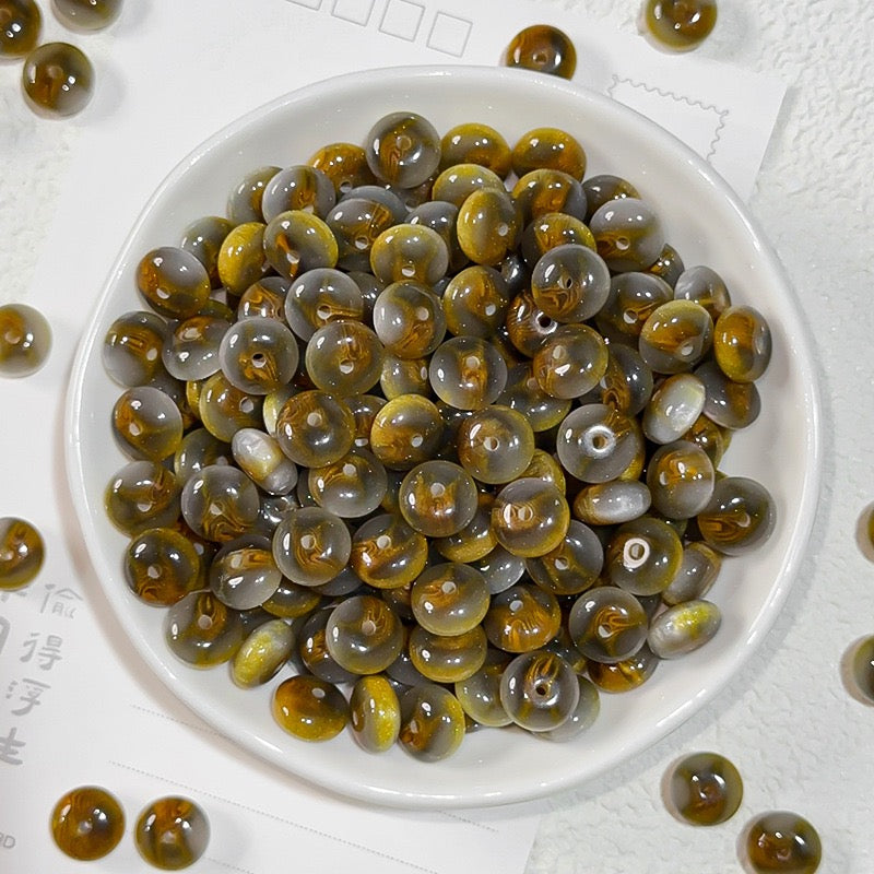 樹脂玉・花金染め異形そろばん珠