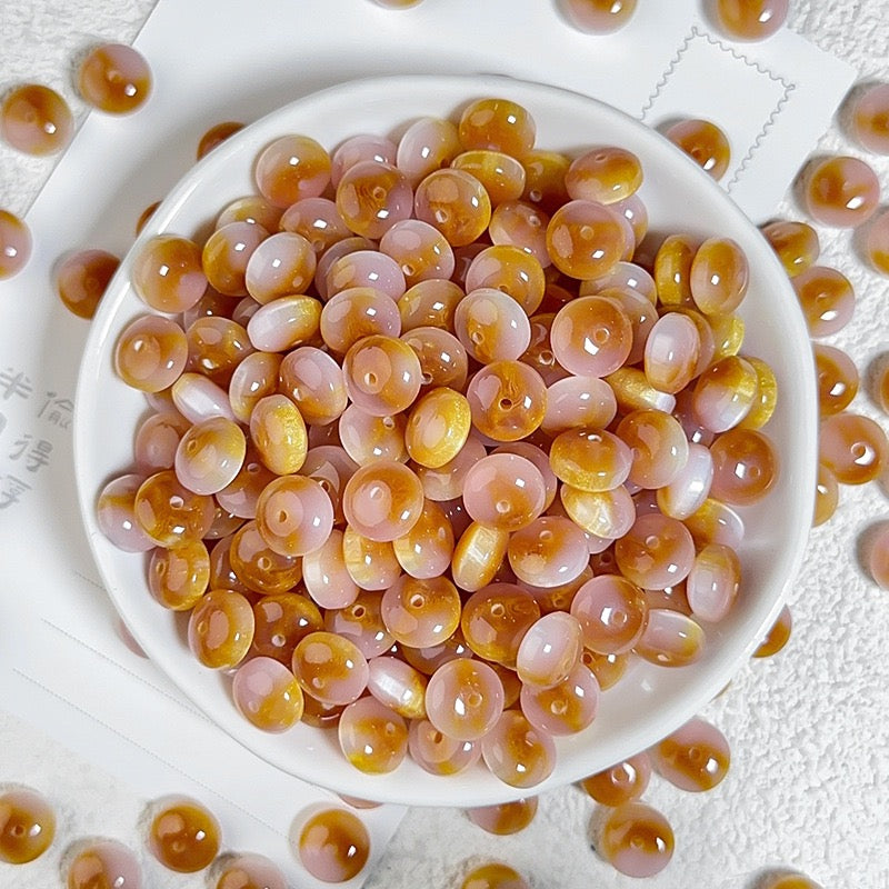 樹脂玉・花金染め異形そろばん珠