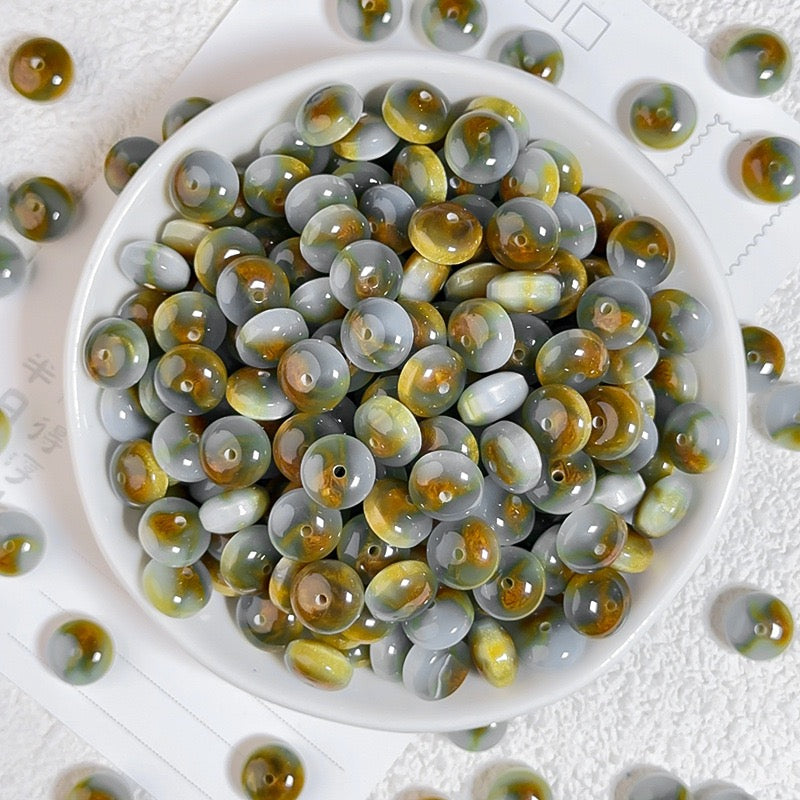 樹脂玉・花金染め異形そろばん珠