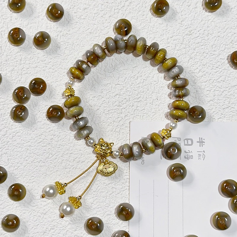 樹脂玉・花金染め異形そろばん珠