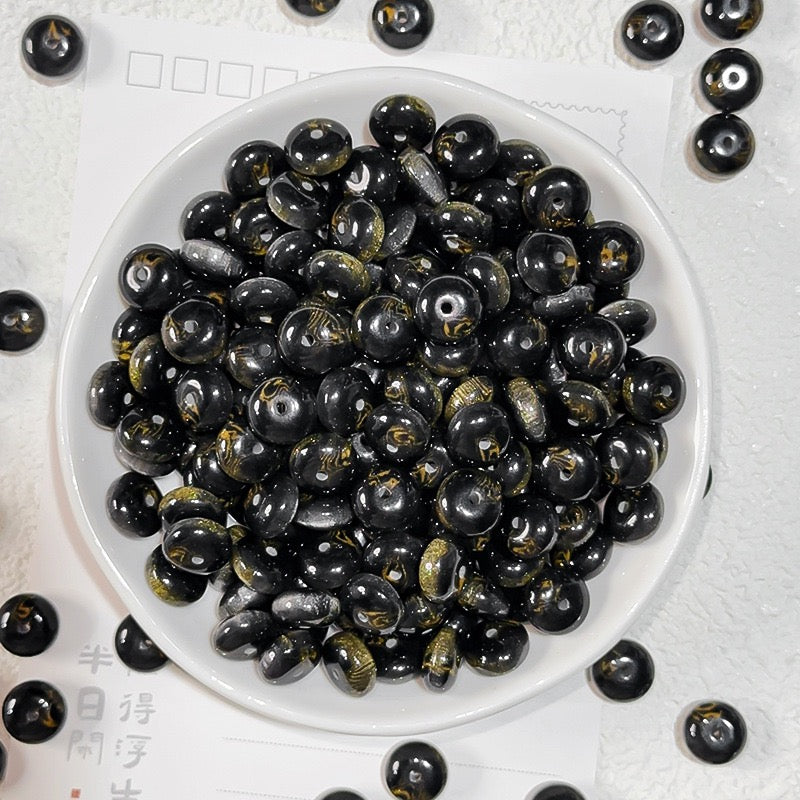 樹脂玉・花金染め異形そろばん珠