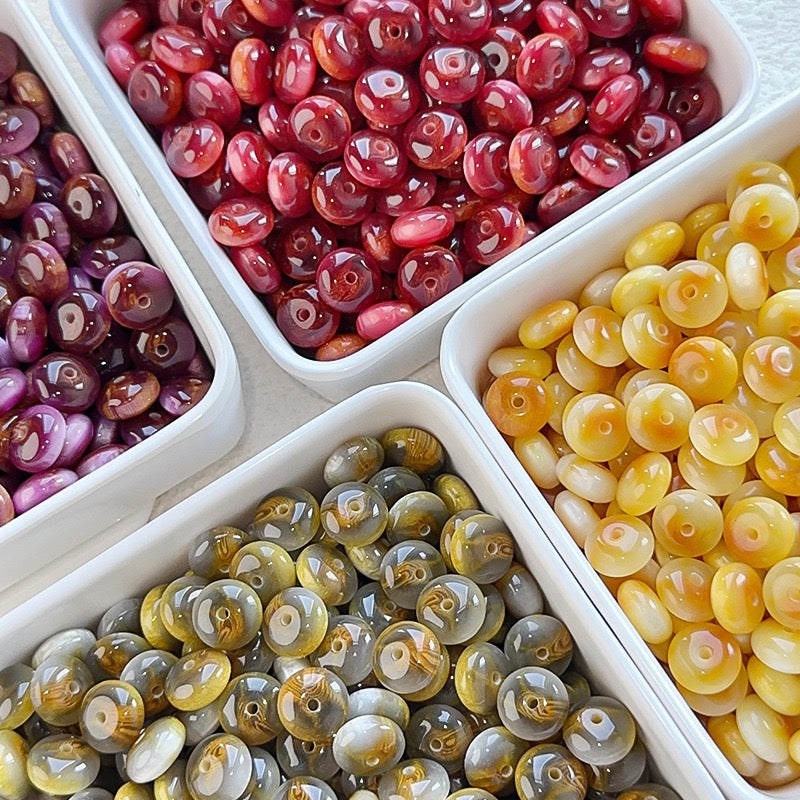 樹脂玉・花金染め異形そろばん珠